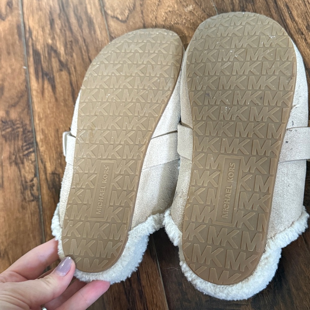 Michael Kors Cream Suede Mules with Gold Buckle, size 6.5 - Picture 8 of 9